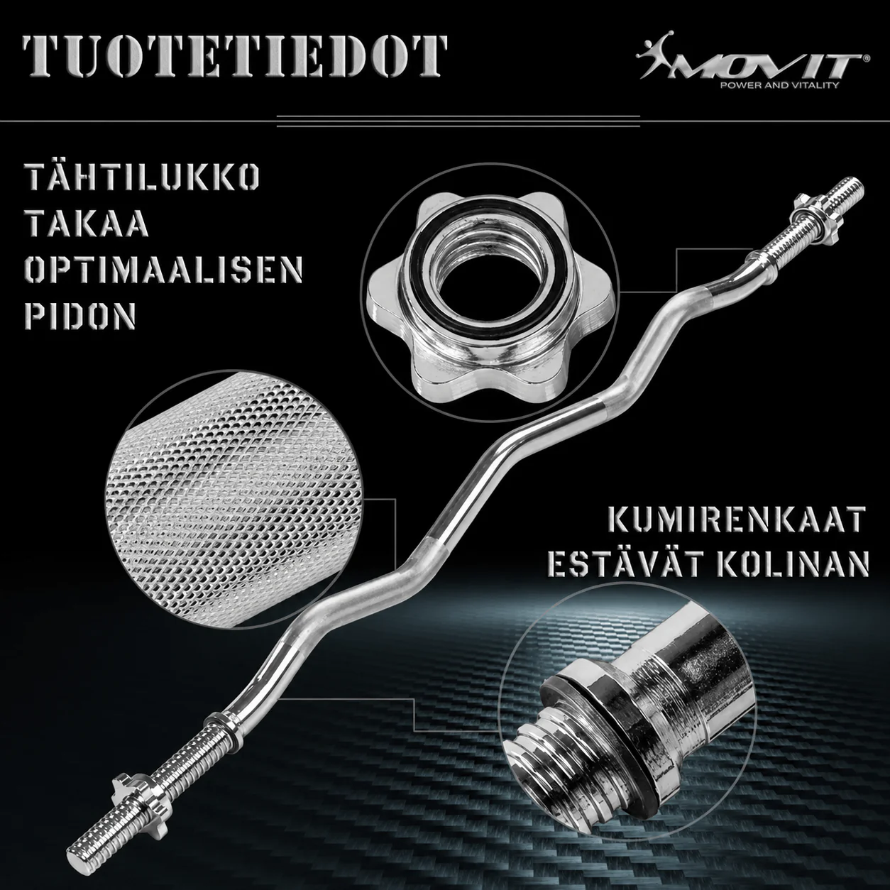EZ-hauistanko / mutkatanko 130 cm lukoilla, 30 mm - Image 4
