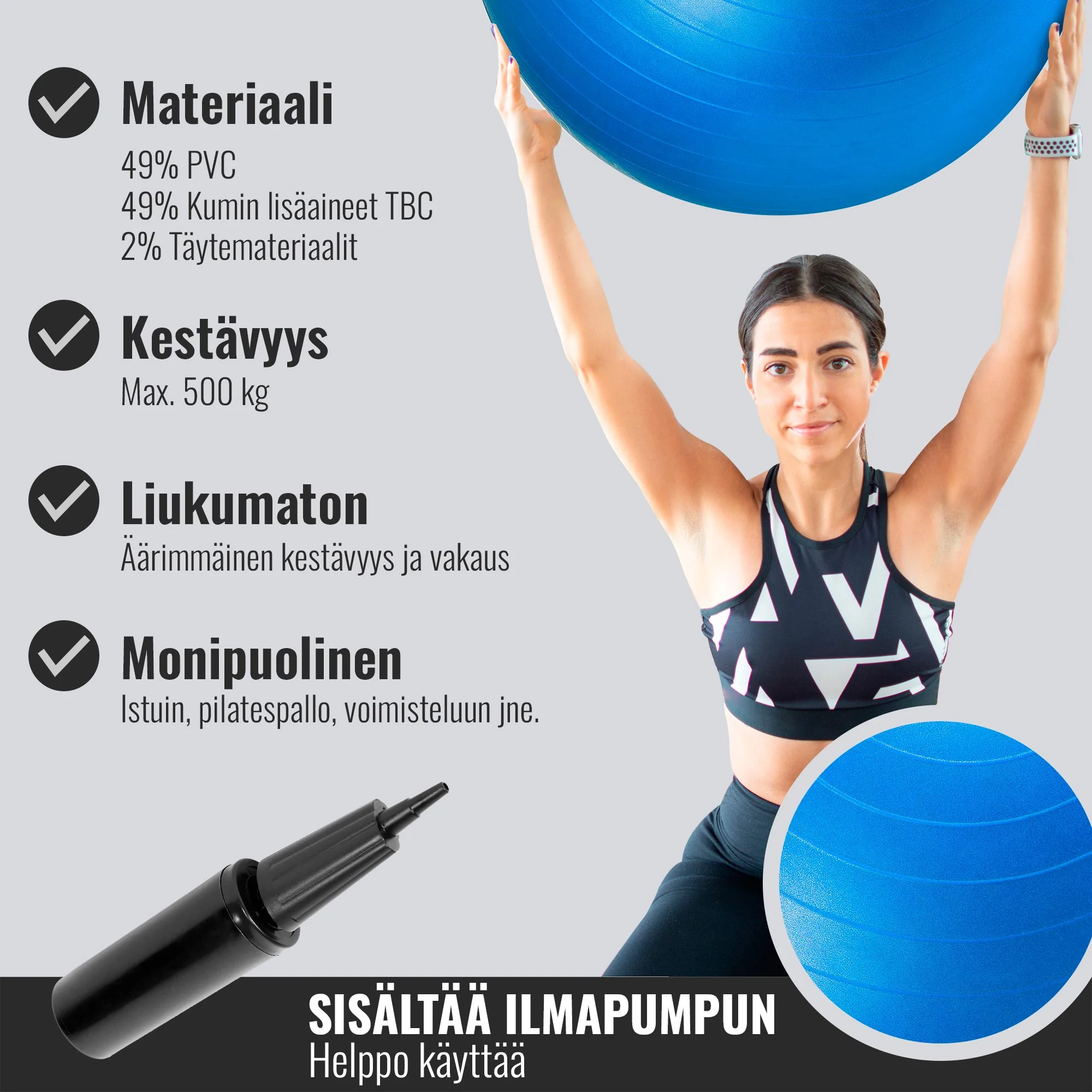 Jumppapallo 55 cm pumpulla - Image 31