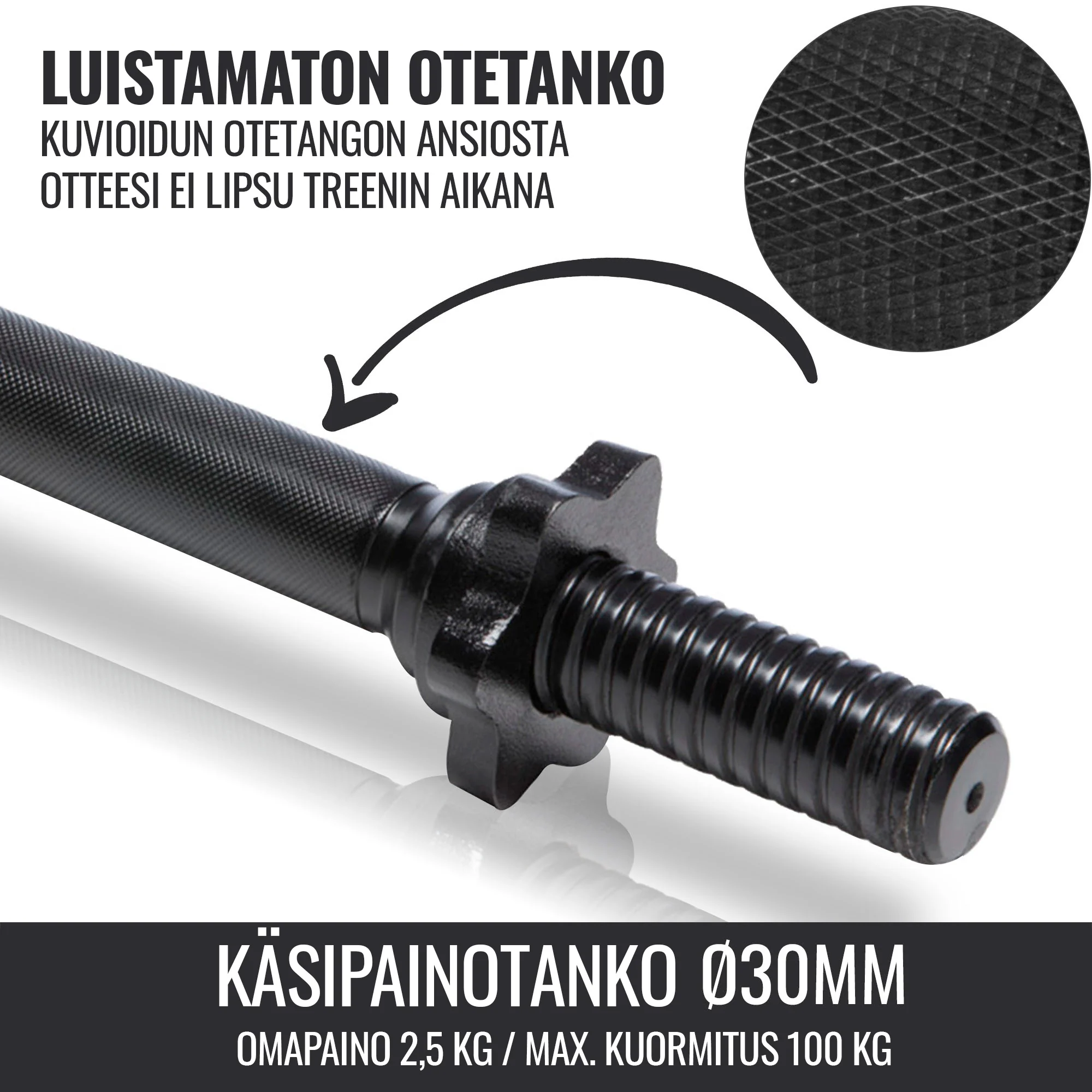 Käsipainotangot kierrelukoilla 30 mm, 35 cm, 2 kpl - Image 9