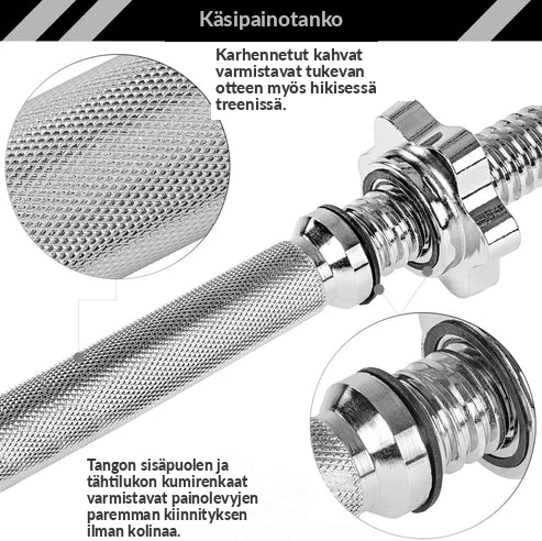 Käsipainotanko 35 cm kierrelukoilla, 30 mm - Image 8