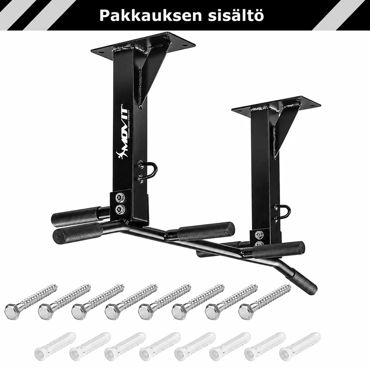 Leuanvetotanko kattoon 350 kg, moniotemalli – musta/valkoinen - Image 8