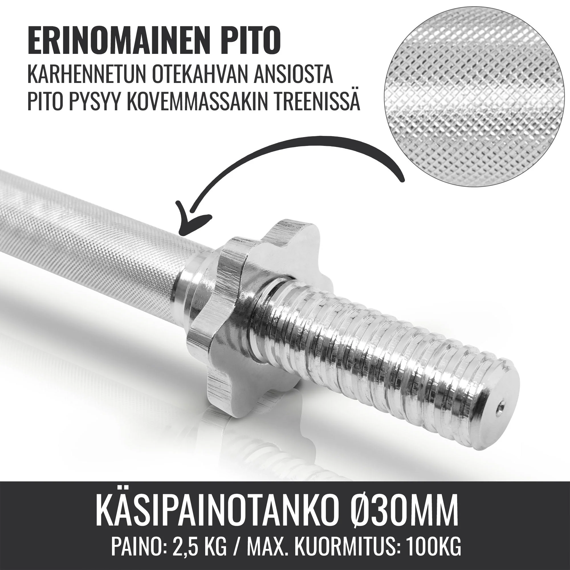 Kumipinnoitettu käsipainosetti 30 kg - Image 8