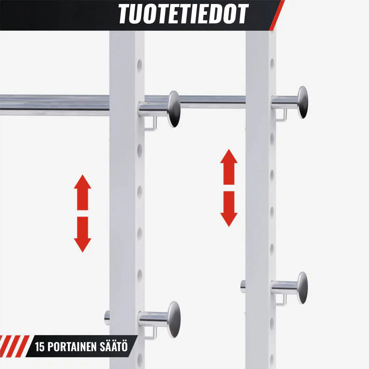 Power Rack kyykkyhäkki turvaraudoilla ja leuanvetotangolla - Image 5