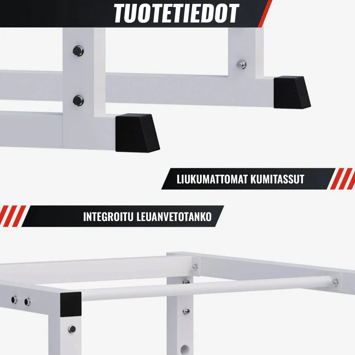 Power Rack kyykkyhäkki turvaraudoilla ja leuanvetotangolla - Image 6