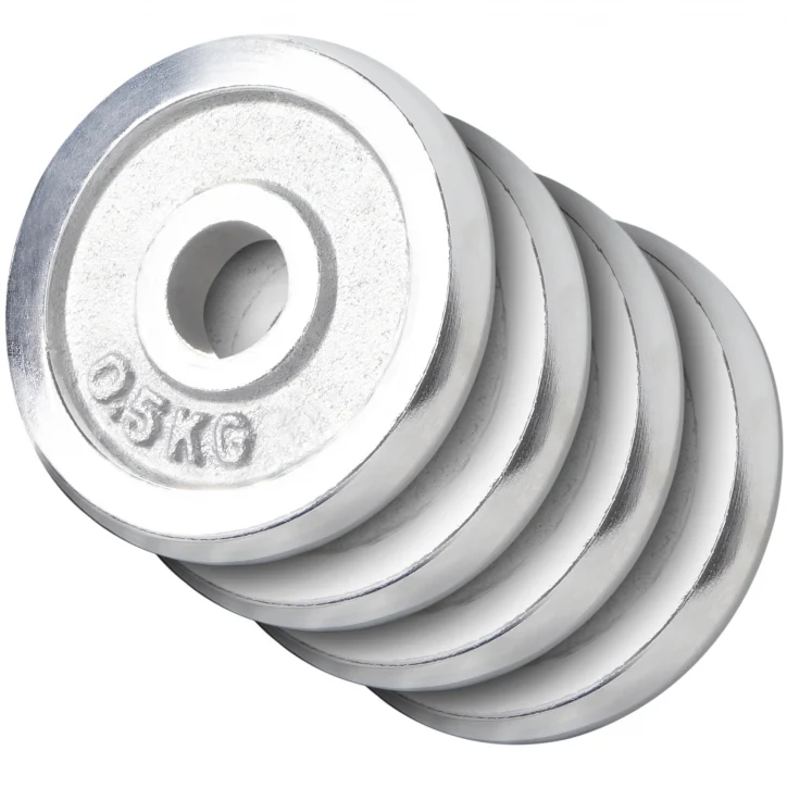Kromatut levypainot 4 x 0,5 kg, 30 mm
