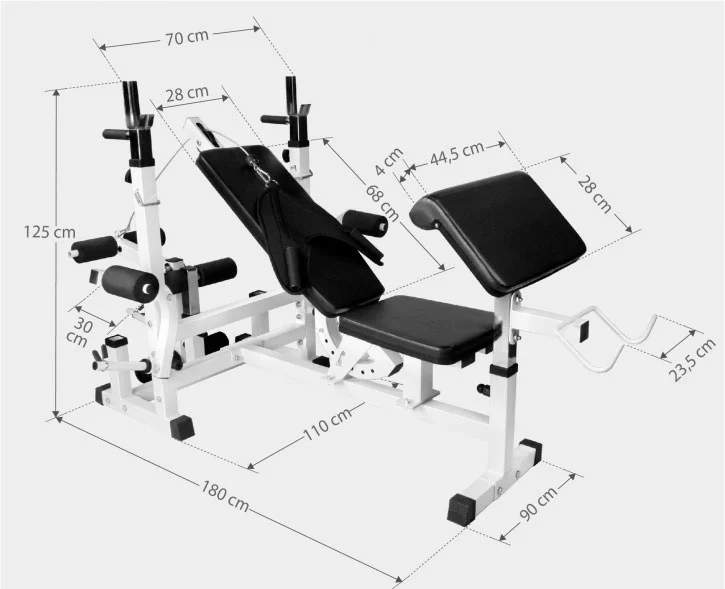 Säädettävä painonnostopenkki + 100 kg levytankosetti, valkoinen - Image 11