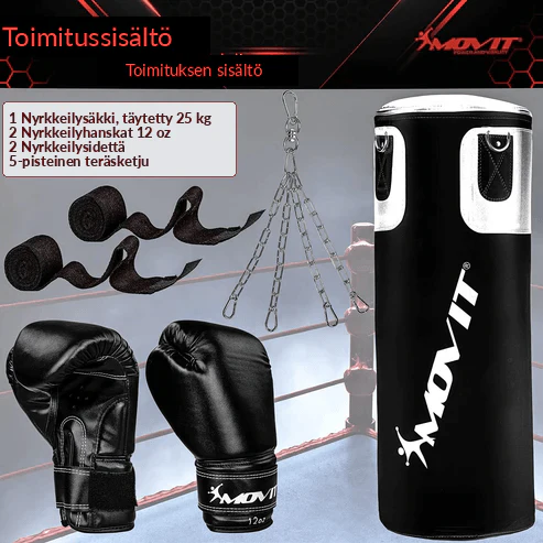 Nyrkkeilysetti 25 kg – nyrkkeilysäkki, 12 oz hanskat ja käsisiteet - Image 4