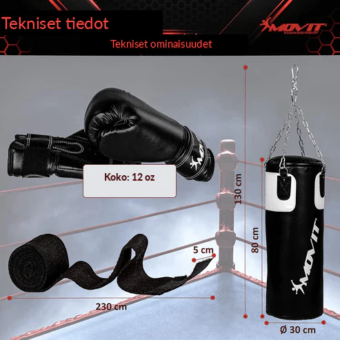 Nyrkkeilysetti 25 kg – nyrkkeilysäkki, 12 oz hanskat ja käsisiteet - Image 7
