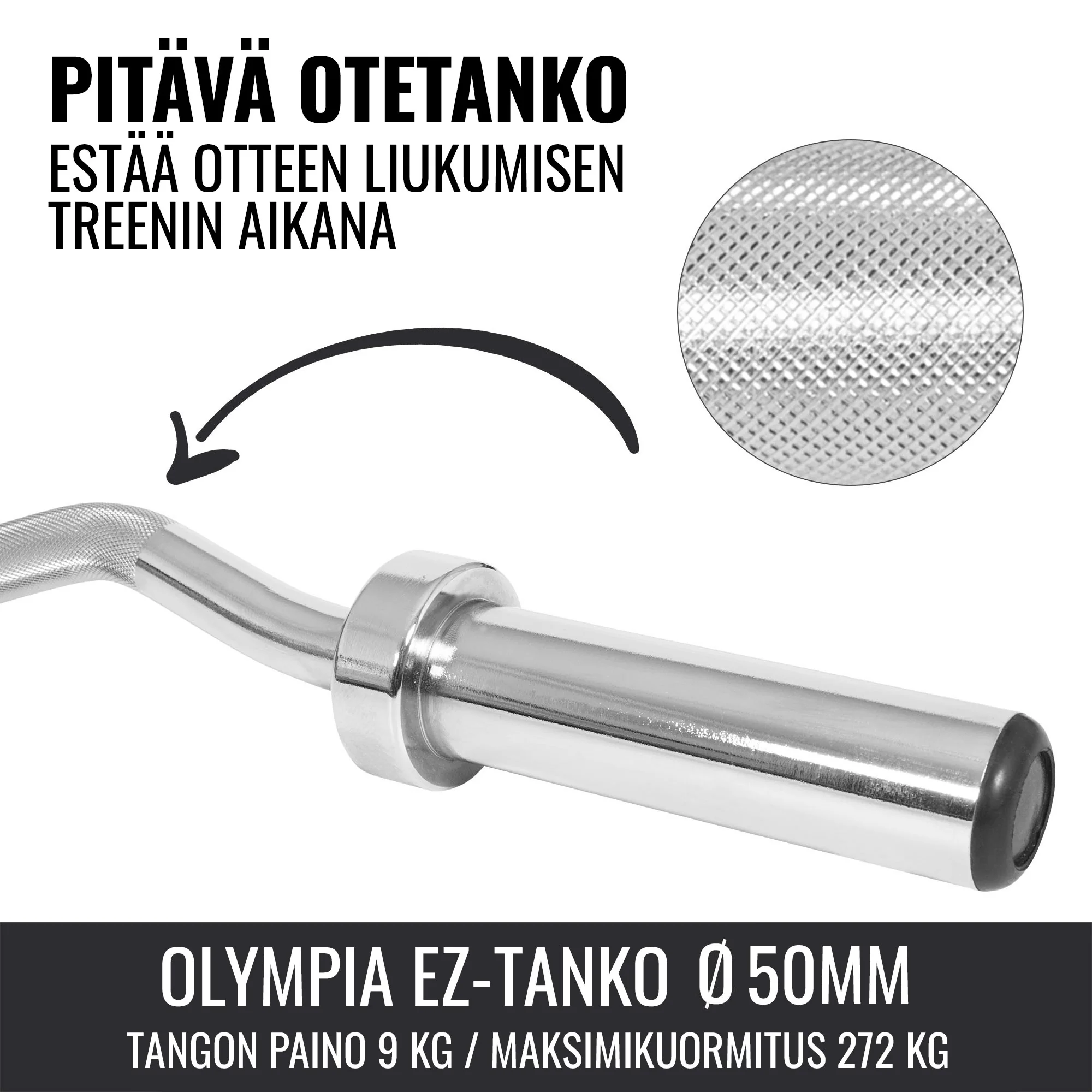 Olympia EZ-mutkatanko- ja käsipainotankosetti 75 kg - Image 17