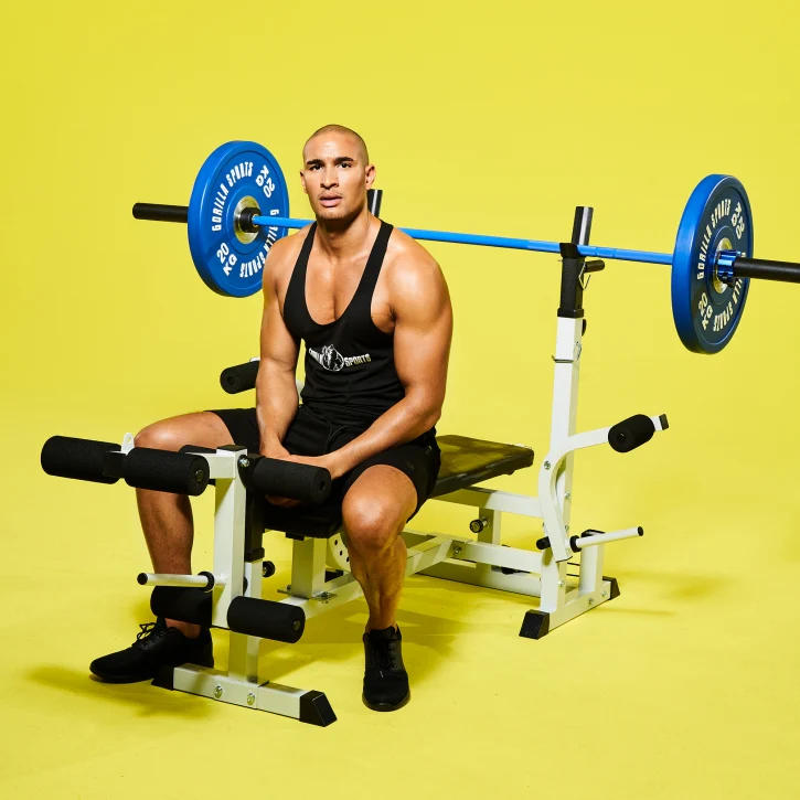 Olympia-levytanko 220 cm 20 kg sininen/musta - Image 8