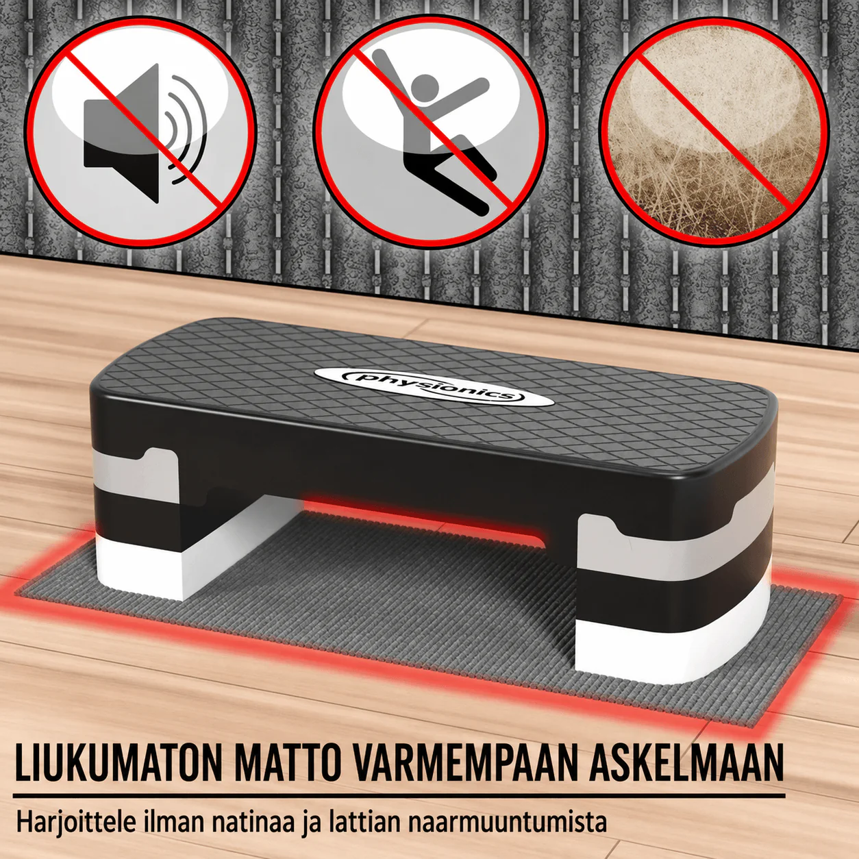 Korkeussäädettävä aerobic steppilauta 3 tasoa - Image 5