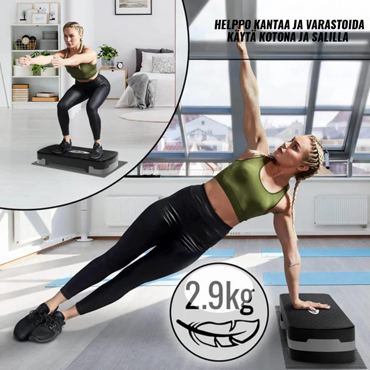Korkeussäädettävä aerobic steppilauta 3 tasoa - Image 7
