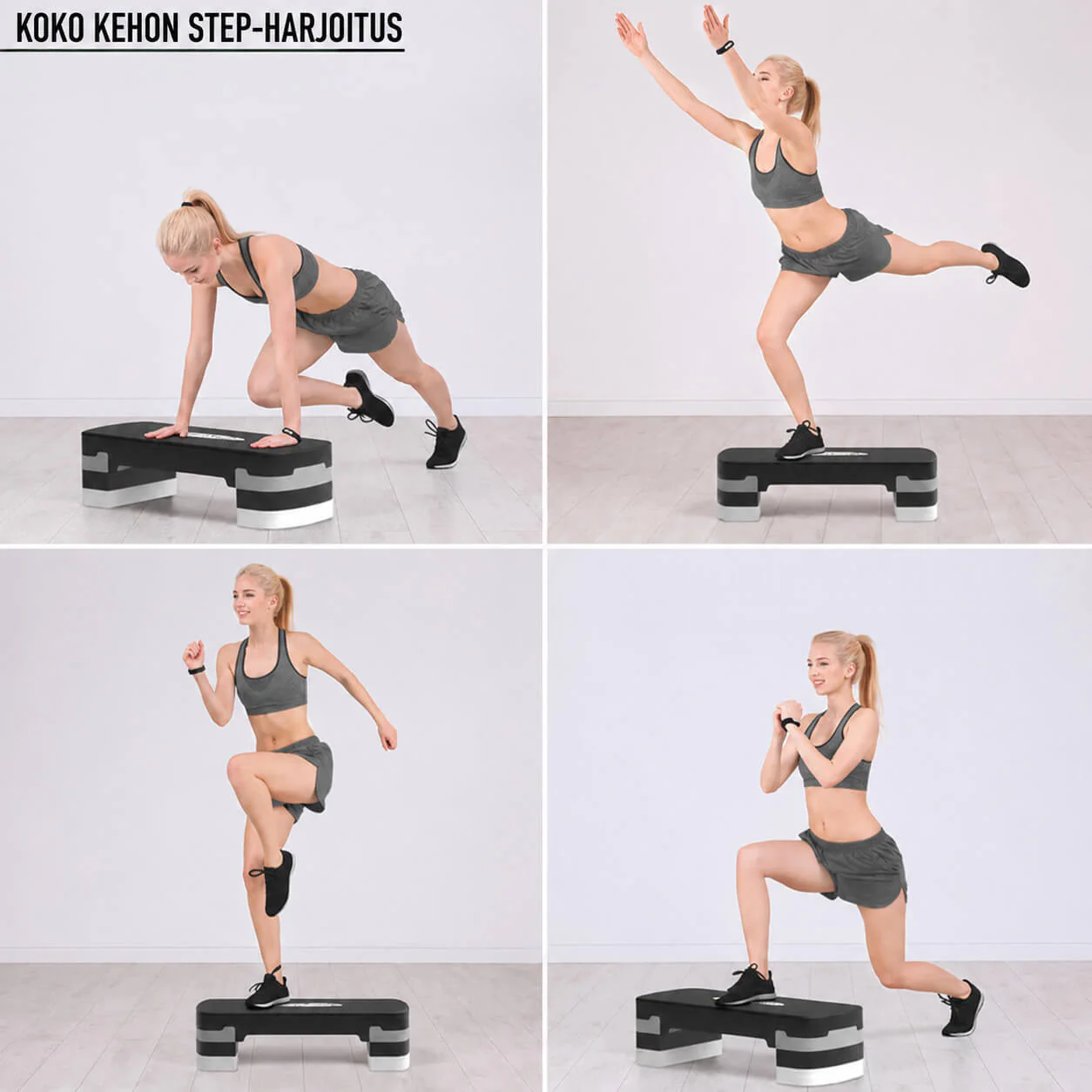 Korkeussäädettävä aerobic steppilauta 3 tasoa - Image 9
