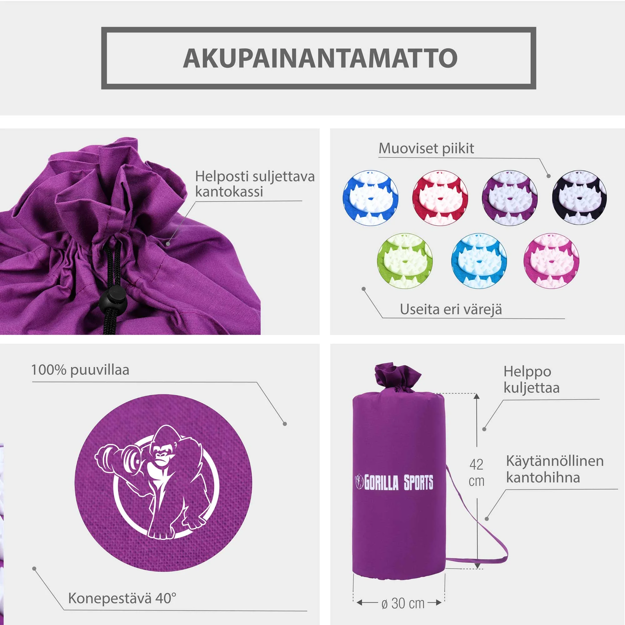 Piikkimatto ja tyyny kantolaukulla - Image 28
