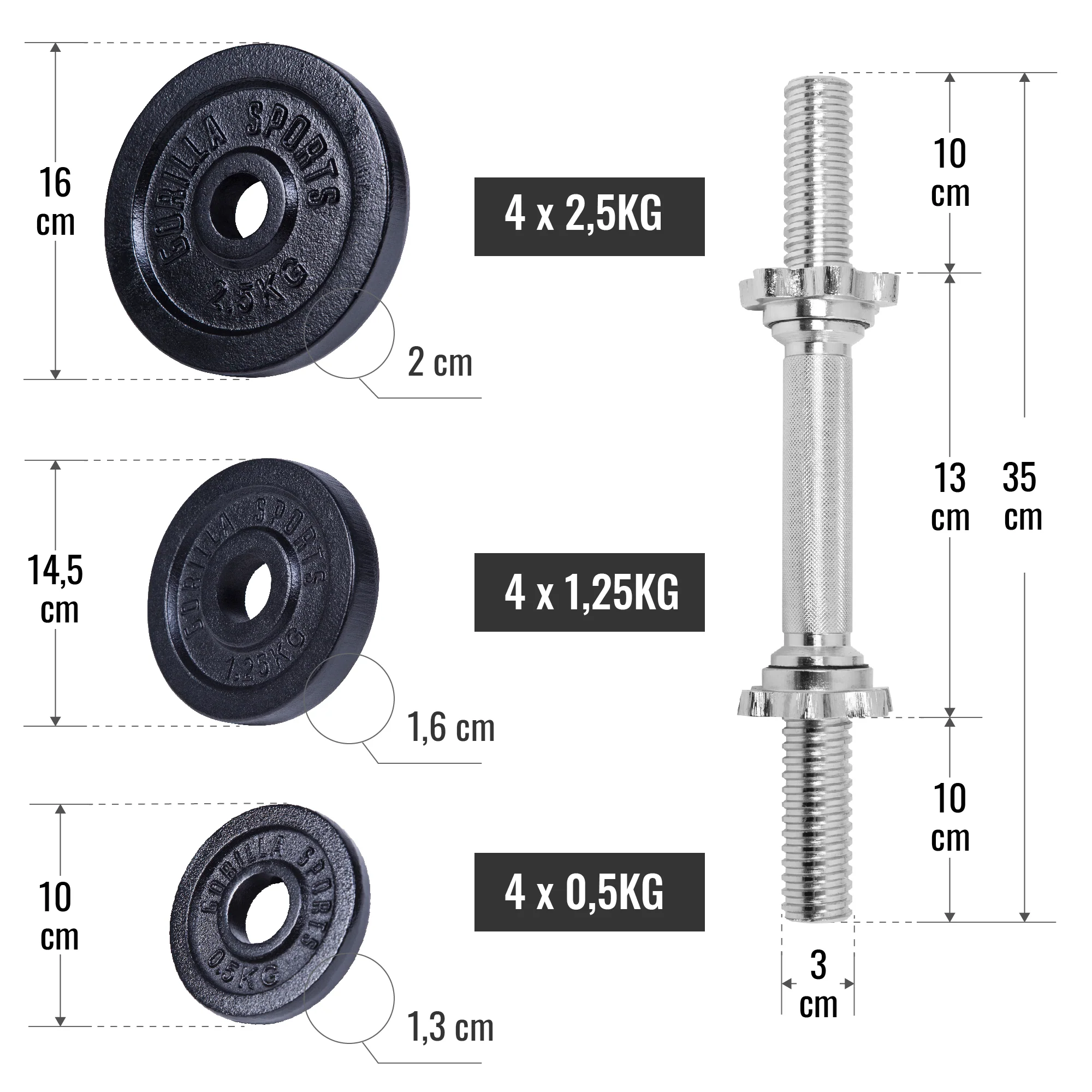 Säädettävä 2-in-1 levypainosetti valuraudasta - Image 14