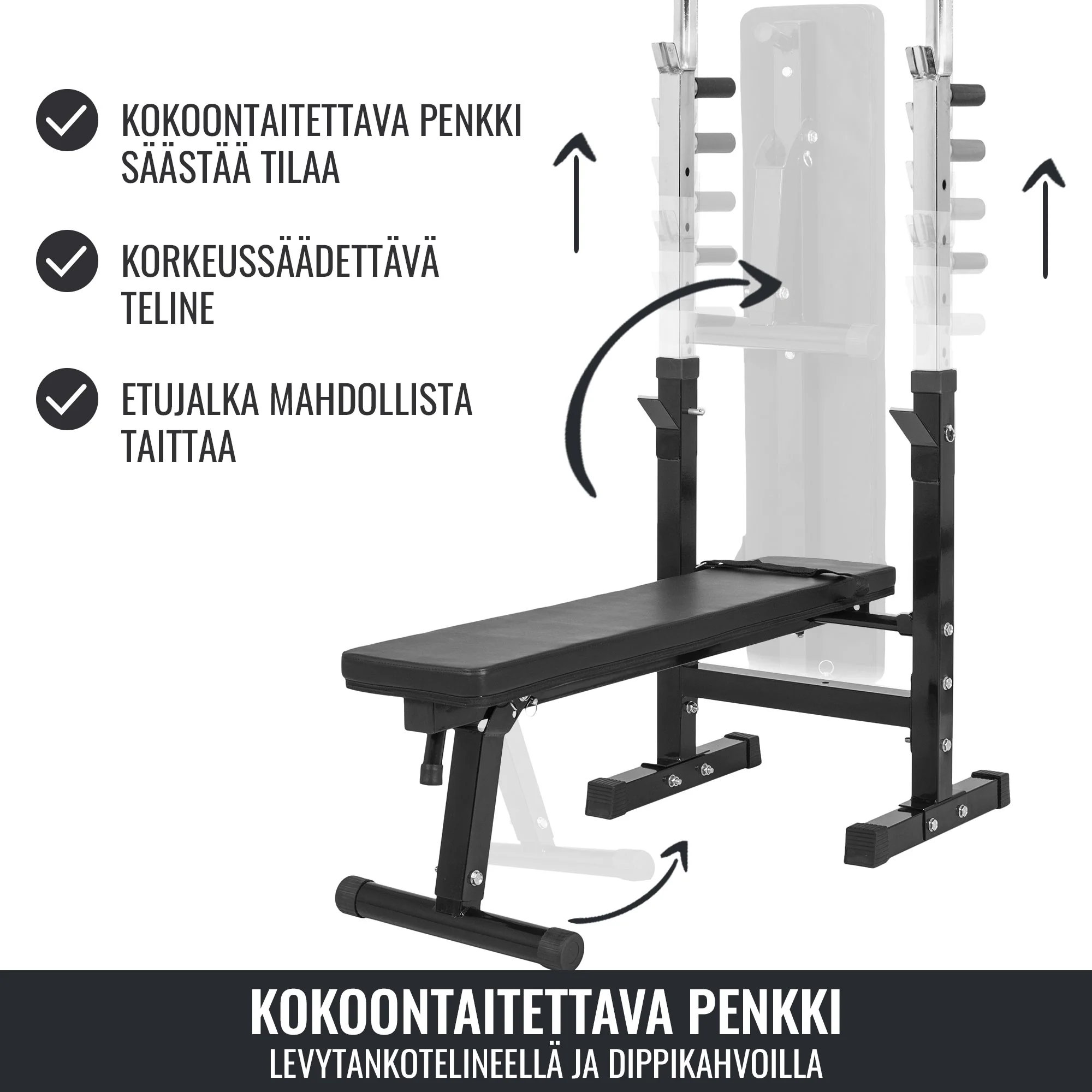 Säädettävä painonnostopenkki ja levytankosarja 100 kg - Image 18