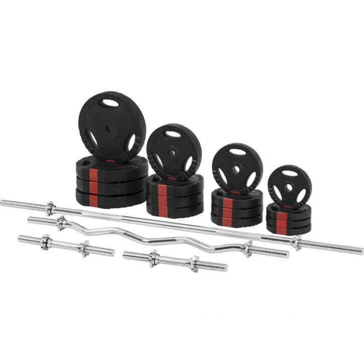 Säädettävä painonnostopenkki + 100 kg Tri Grip setti, musta - Image 4