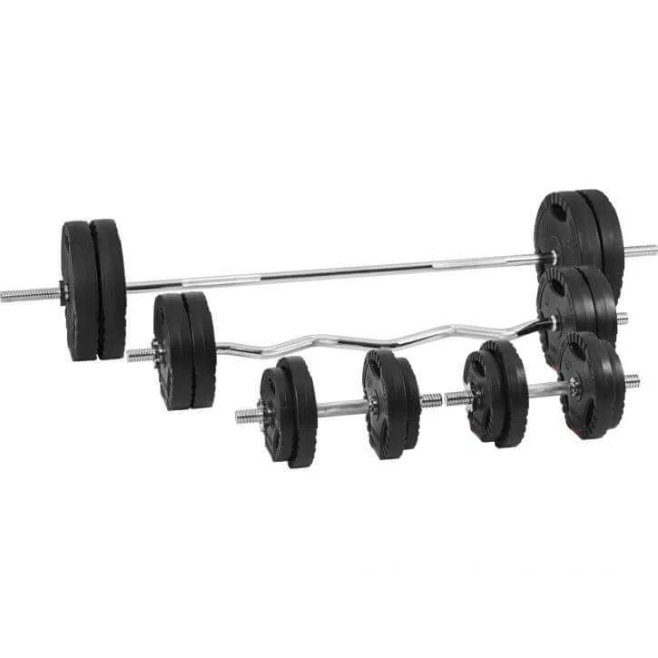 Säädettävä painonnostopenkki + 100 kg Tri Grip setti, musta - Image 5