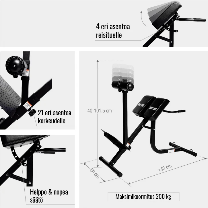 Säädettävä selkäpenkki jalka- ja reisituella - Image 2