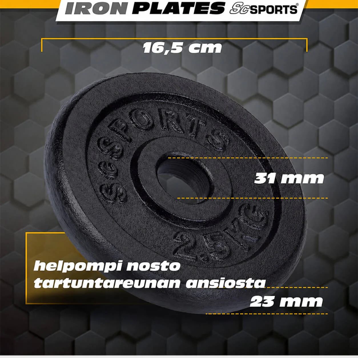 Säädettävä valurautakäsipainosarja 70 kg, 30/31 mm - Image 7