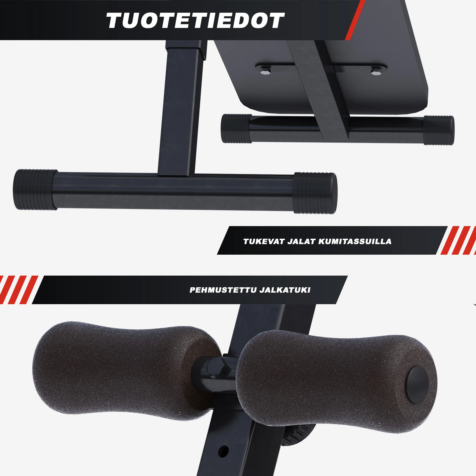 Säädettävä vatsalihaspenkki pehmusteella, musta - Image 5