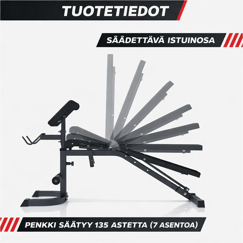 Säädettävä vinopenkki hauispenkillä Musta - Image 5