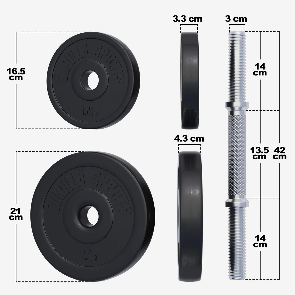 Säädettävä vinyylikäsipainosetti 30 kg, 30mm - Image 4