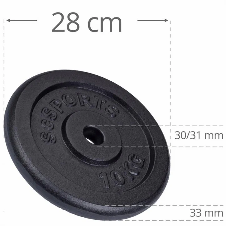 ScSPORTS valurautalevypainot 2 x 10 kg, 30 mm - Image 6