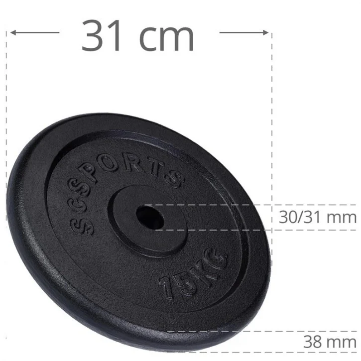 ScSPORTS levypainot 2 x 15 kg, 30 mm - Image 6