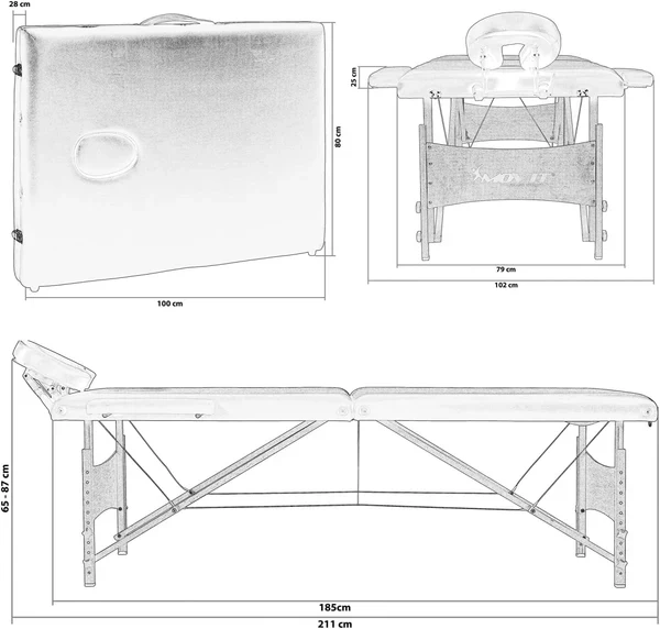 Taitettava hierontapöytä 80 cm – musta/valkoinen - Image 6