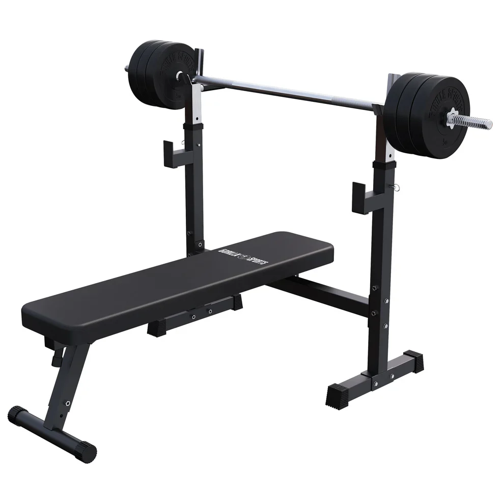 Taitettava painonnostopenkki + 40 kg levytankosarja