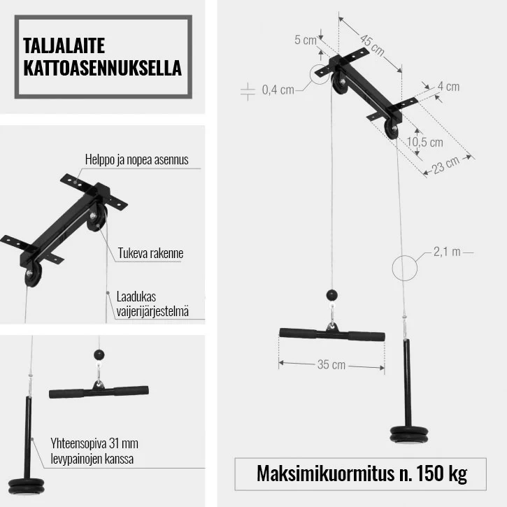 Kattoon kiinnitettävä taljalaite 30/31 mm levyille - Image 5