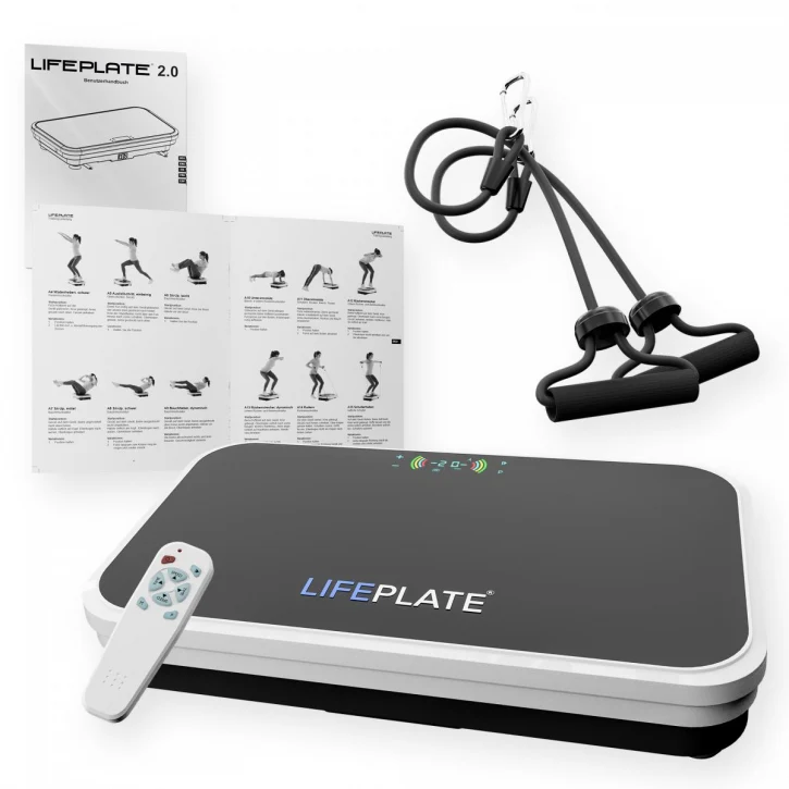 LifePlate 2.0 tärinälevy vastushihnoilla