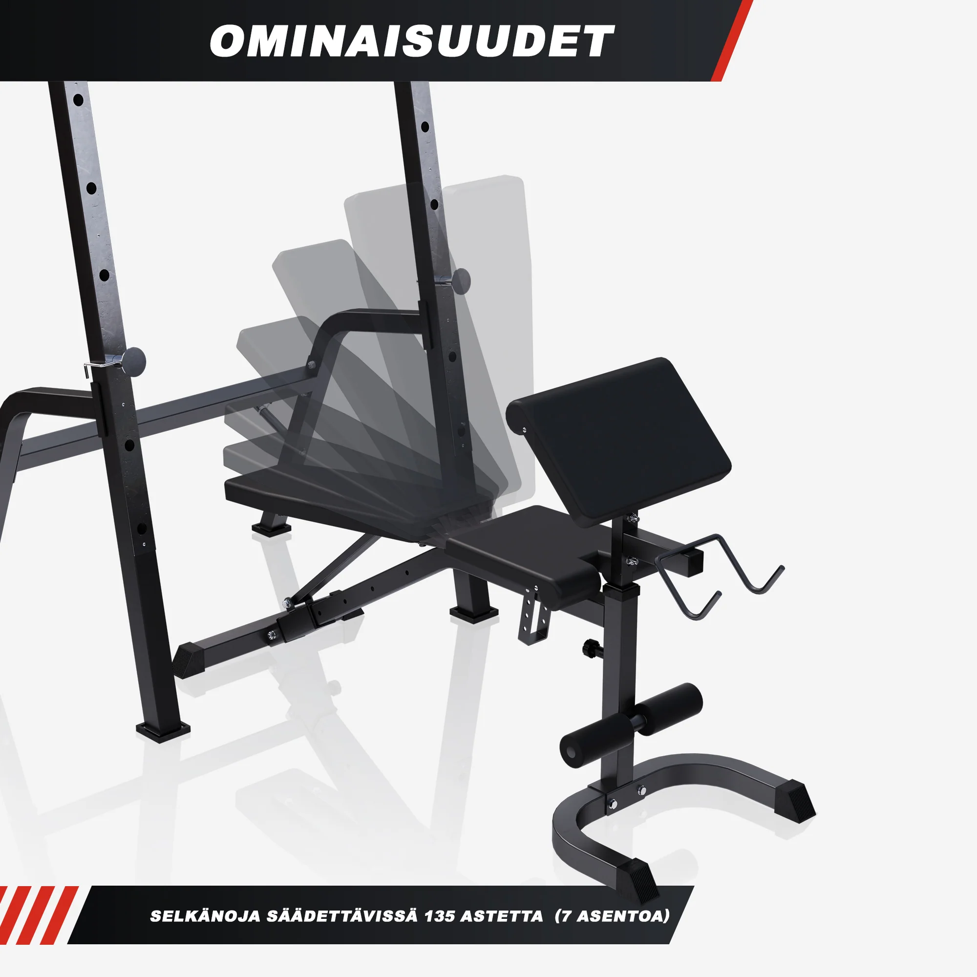 Säädettävä 5-in-1 treenipenkki, valkoinen - Image 9
